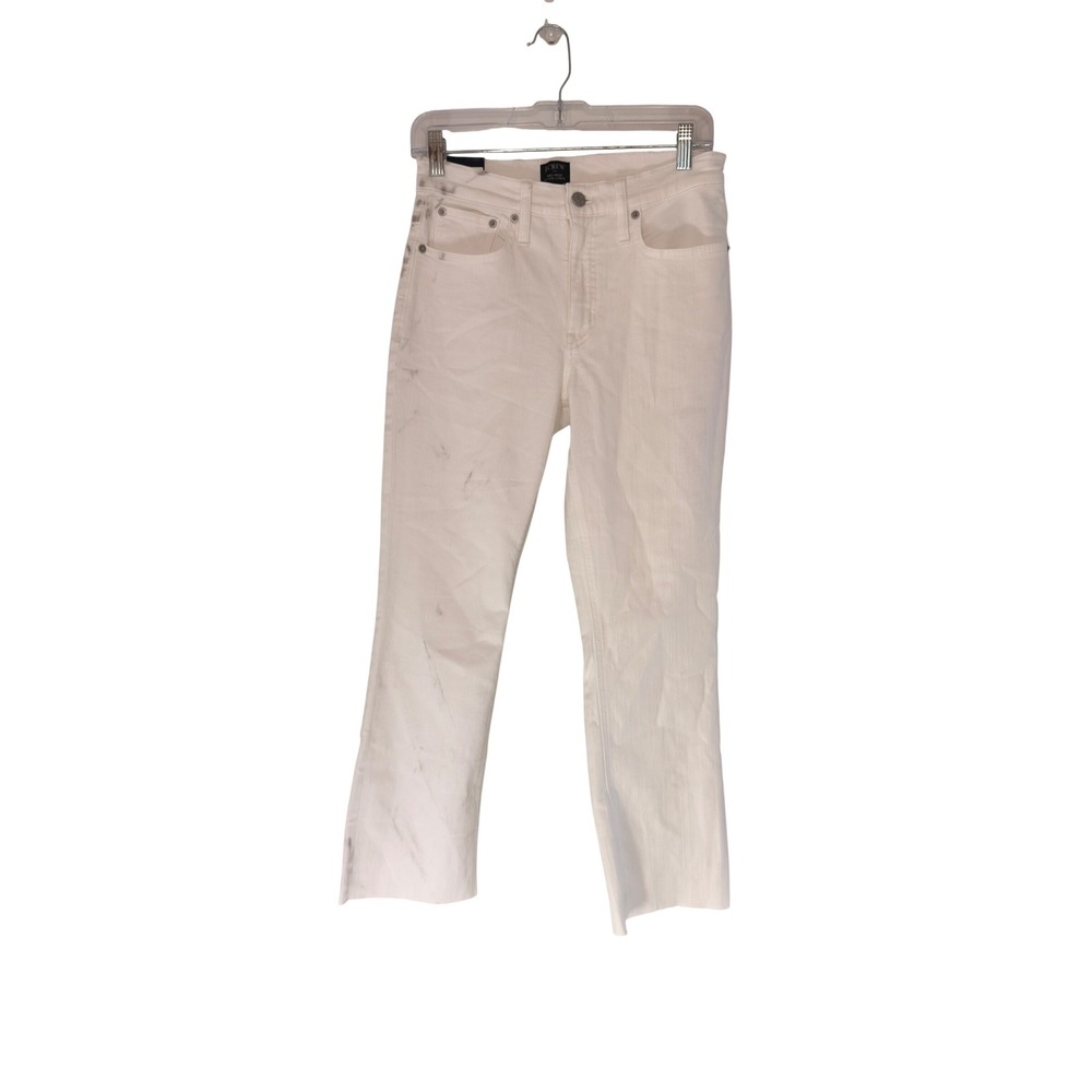 J.Crew Mid-Rise‎ Flare Crop Women's White Basic Denim Casual Neutral Size 27